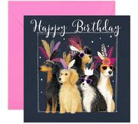 Fabulous Dogs Happy Birthday Card, BDay Gift for Her, Humorous Funny Design, Glamorous Birds, For Sister Aunt Mum Colleague Coworker - Blank Inside with Envelope