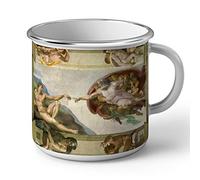 Fabulous Enamel Metal Mug 284ml 284ml Michelangelo The Creation of Adam Fresco Vatican