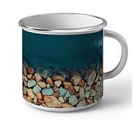 Fabulous Enamel Metal Mug 284ml 284ml Seaside Swimming Rocks Beach Natural Landscape
