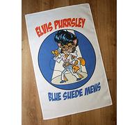 Fabulous Felines Elvis Purrsley Blue Suede Mews Cat 100% Cotton Tea Towel - Elvis Presley for Cat Lovers