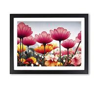 Fabulous Flower Market Framed Print | A4 Black Framed Wall Art | Ready to Hang | Modern Floral Picture | Living Room Bedroom Lounge Office