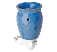 Fabulous Frannie Ceramic Wax Melt Warmer, Plug in Wax Warmer for Scented Wax, Scentsy Wax Warmer for Fragrance Oil, Night Light Wax Burner Decoration Blue Waves