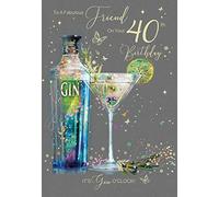 Fabulous Friend Milestone Age 40 Female 40th Birthday Greeting Card - from the Gorgeous Grace Range - Glitter & Foil Finished (40th)