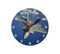 Fabulous Glass Wall Clock - US Army Jet Combat Military Fighter Plane - Diameter 20 cm - White
