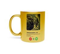 Fabulous Gold Chrome Ceramic Mug - Xenomorph Alien Extraterrestrial Social Network Meeting Love - 11oz