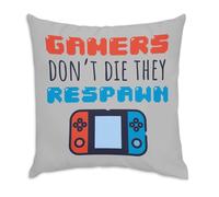 Fabulous Grey Velvet Cushion Cover - Gamers Don't Die They Respawn/Video Games Retro Gaming Arcade - 40 x 40 cm Velvet Feel