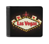 Fabulous Las Vegas Playing Card Slim Wallet Bifold Credit Card Holder Case PU Pouch Purse for Men Women