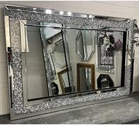 Fabulous Mirrors - Gatsby Crystal Diamond Silver Bevelled Wall Mirror 120cm x 80cm (120cm x 80cm)