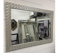 Fabulous Mirrors John Lewis Mosaic Silver White Contemporary Wall Mirror - Choose your size (92cmx66cm / 36"x26")