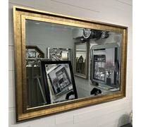 Fabulous Mirrors Large Antique Gold Hockney Wall Mirror Contemporary Design - Hockney - Choose your size (89cm x 64cm)