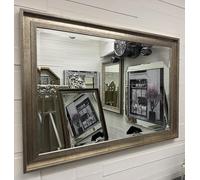 Fabulous Mirrors Large Antique Silver/Champagne HOCKNEY Wall Mirror Contemporary Design - Hockney - Choose your size (114cm x 89cm)