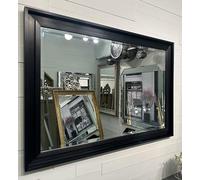 Fabulous Mirrors Large Black HOCKNEY Wall Mirror Contemporary Simple Design - Hockney - Choose your size (135cm x 104cm)