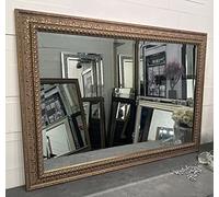 Fabulous Mirrors LG Antique Gold Mirror shabby chic ornate decorative bevelled wall mirror - Premium solid wood framed bevelled mirror - FLORENCE - Choose your size (46"x36" / 116cm x 91cm)