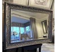 Fabulous Mirrors Pewter Gunmetal Mirror 120cm x 94cm / 47"x37" / 3ft11 x 3ft1 Framed Mirror Ornate Elegant Decorative Wall Mirror VERONA