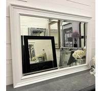 Fabulous Mirrors White Solid Chunky Wood Wall Mirror Contemporary Design - CASTERBRIDGE - Choose your size (91cm x 65cm)