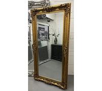 Fabulous Mirrors XL Antique Gold Wall Mirror Free Standing Ornate Baroque Decorative 90cm x 180cm - CLARENCE