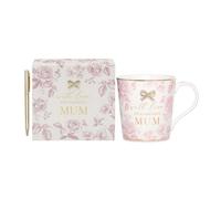 Fabulous Mum Floral Fine China 250Ml Coffee Mug & Memo Pad With Pen Set 2Pcs