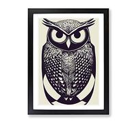 Fabulous Owl Abstract Framed Print for Living Room Bedroom Home Office Décor, Wall Art Picture Ready to Hang, Black A2 Frame (62 x 45 cm)