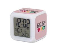 Fabulous Pink Luminous Cube Alarm Clock - Let's Get Things Straight, I'm Not LGBTQ+ Gay Lesbian - 8 x 8 x 8 cm - Retro Lighting Multi-Coloured LED