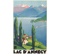 Fabulous Poster Wall Art Lac D'Annecy France Poster Wall Art Vintage Travel Art Deco