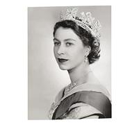 Fabulous Poster Wall Art Queen Elizabeth II Portrait Young Queen of England Black and White Vintage