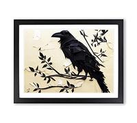 Fabulous Raven Bird Abstract H1022 Framed Print for Living Room Bedroom Home Office Décor, Wall Art Picture Ready to Hang, Black A2 Frame (64 x 46 cm)