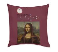 Fabulous Red Velvet Cushion Cover - Leonard De Vinci La Mona Lisa Social Networks Painter Painting - 40 x 40 cm Velvet Touch