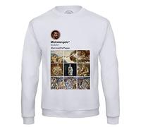Fabulous Sweatshirt for Men Michelangelo Social Networks Painting Vatican Painter White