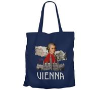 Fabulous Tote Bag Canvas Shopping Bag - Vienna Vintage Collage Vienna Travel Austria Mozart, Blue, One Size