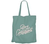 Fabulous Tote Bag Shopping Bag Canvas - Stay Consistent Typography Message Motivation Self Care Well Being, turquoise, One Size