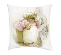 Fabulous White Velvet Cushion Cover - Iron Hedgehog Children's Illustration Beatrice Potter - 40 x 40 cm Velvet Feel