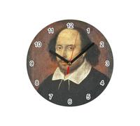 Fabulous William Shakespeare English Writer Theatre Portrait Painting Glass Wall Clock Diameter 20 cm White