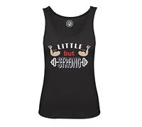 Fabulous Women's Cotton Tank Top Black Little But Strong Dumbbells Muscle Workout