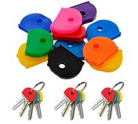 Fabulouz 10 Pcs Key Covers Caps, Keycaps for House Keys, Colour Coded Key Identifiers and Tags for Home, Office, Garage or Car - Flexible Durable Soft PVC Key Toppers and Fobs (Assorted Colours)