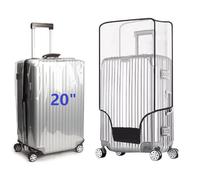 FABULWAY 2PCS Clear PVC Suitcase Cover Protectors Transparent Luggage Cover Waterproof Wheeled Suitcase Dust Cover Dustproof Travel Luggage Sleeve Protector, Clear, 20", Waterproof Suitcase Cover for