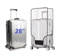FABULWAY 2PCS Clear PVC Suitcase Cover Protectors Transparent Luggage Cover Waterproof Wheeled Suitcase Dust Cover Dustproof Travel Luggage Sleeve Protector, Clear, 28", Waterproof Suitcase Cover for