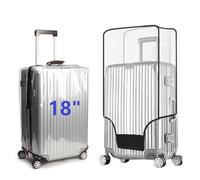 FABULWAY 2PCS Clear PVC Suitcase Cover Protectors Transparent Luggage Cover Waterproof Wheeled Suitcase Dust Cover Dustproof Travel Luggage Sleeve Protector, Clear, 18", Waterproof Suitcase Cover for