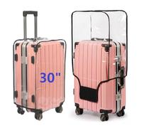 FABULWAY Clear PVC Suitcase Cover - Thicken Waterproof Wheeled Luggage Cover - Dustproof Sleeve Protector, Clear, 30", Waterproof Suitcase Cover for Luggage