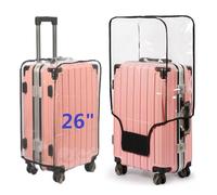 FABULWAY Clear PVC Suitcase Cover - Thicken Waterproof Wheeled Luggage Cover - Dustproof Sleeve Protector, Clear, 26", Waterproof Suitcase Cover for Luggage