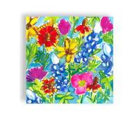 Fabuplates Wildflower Cocktail Napkins - 24 Count 5x5” 3-Ply Paper Napkins, Texas Bluebonnets & Floral Garden Design - Disposable Party Napkins for Spring, Summer, Bridal Shower, Garden Party Décor