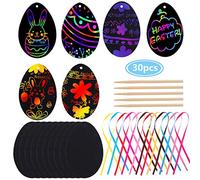 Faburo 30pcs Easter Scratch Art Egg Decorations Papers Crafts Gifts for Kids Party Bag Fillers