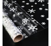 Faburo 60cm*10.5m White Dot Cellophane 30 Micron Wrap Florist Clear Wrap (Snowflake) Christmas Cellophane Wrap for Gift Hampers, Packing, Flower, Food