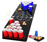 Faburo Drinking Cups Set of 39 - Beer Pong Table Mat, 180 x 60 cm, 22 Cups, 6 Balls, PVC, Waterproof, Portable, Includes Game Pieces