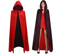 Faburo Halloween Vampire Cloak Cape, Unisex Reversible Hooded Vampire Witch Capes for Adult & Kids with 20pcs Halloween Face Scars Fake Tattoos, Fancy Dress Party Costume Cosplay for Halloween Party