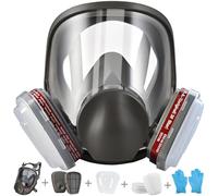 Faburo Safety Full Face Cover Dust Gas Face Cover with 10 Replaceable Filter Cotton and 5 Pairs of Gloves for Paint, Formaldehyde, Sanding, Polishing, Spraying and Other Work