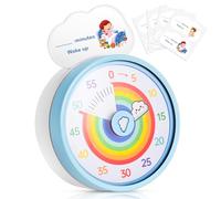 Faburo Visual Timer With Silent Operation - 60 Minute Mechanical Countdown for Kids - Rainbow Pattern Pomodoro Management Tool for Home, School, Kitchen or Office