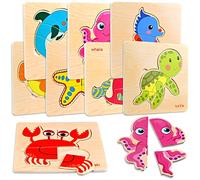 Faburo Wooden Toddler Puzzles - 8 Pack Jigsaw Puzzles for Boys & Girls, Educational Toys for Brain Development, Birthday Gift for Children Age 2+