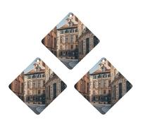 Facade Architecture Urban Image Car Air Freshener, 3 Pcs Rhombus Hanging Air Freshener Cards, Long Lasting Fragrance Scented Cards for Car, Home, Office Black-style