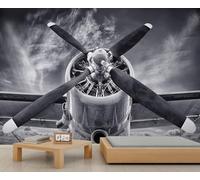 FACADUP Airplane Propeller Murals Vintage Aircraft Aviation Fighter Wallpaper for Living Room Bedroom 400x280cm Home TV Sofa Background Wall Decor (Not Self-Adhesive)