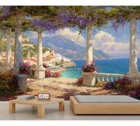 FACADUP Europe Italy Wall Murals Costal City Scenery Murals Italian Theme Wallpaper for Bedroom Office 99" x 66" Artwork Background Wall Stickers (Not Self-Adhesive)